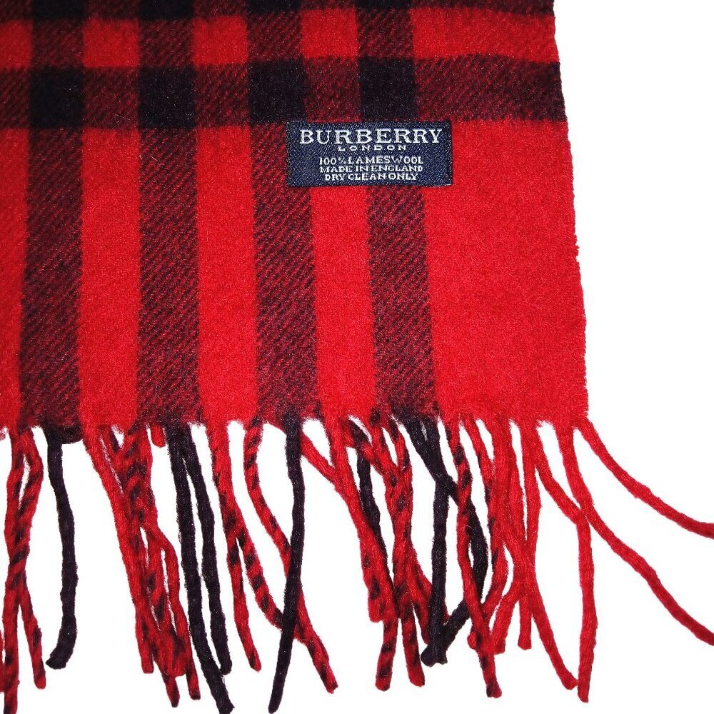 Burberry Vintage Red Multi-Color Plaid Fall Winter Luxury Scarf Scarves - Picture 4 of 5